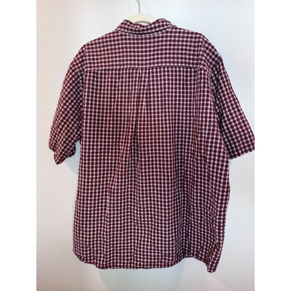 Eddie Bauer Mens Relaxed Fit Red Plaid 100% Cotton Button-Up Shirt Tall XXL - Picture 3 of 3